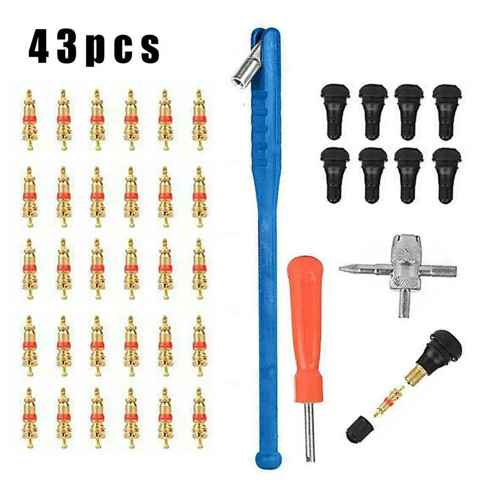 SALE 43 Pcs Car Tyre Valve Repair Tool Kit Motorcycles Installation Tools Electric Vehicles Accessoires Tyre Valve Core Remover