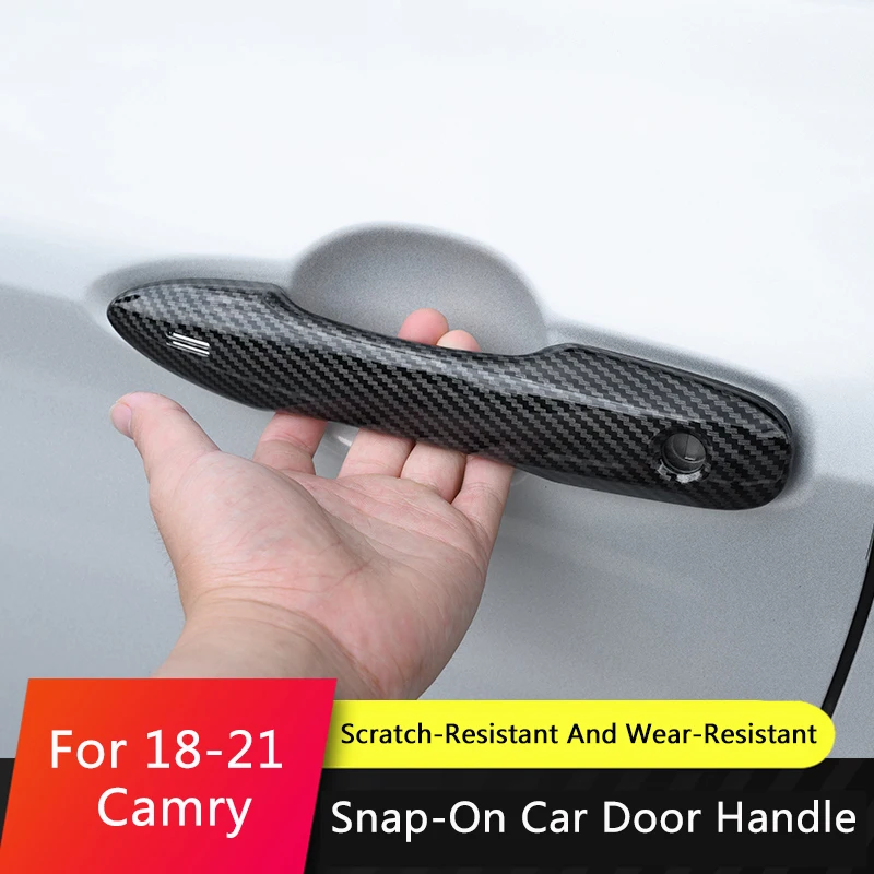 

QHCP внешняя крышка ручки двери отделка ABS углеродного волокна тип пряжки подходит для Toyota Camry 2018 2019 2020 2021 аксессуар для стайлинга автомобиля