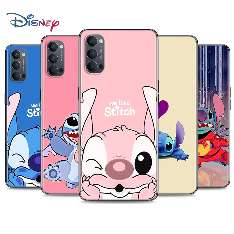 

Cute Lilo Stitch Soft Black Silicone Cover For OPPO Reno 5 Pro+ 3 4 Lite F SE Z Pro 4G 5G Phone Case Shell