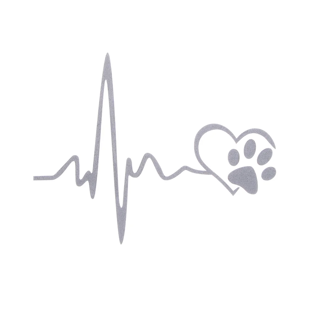 

Cardiogram Of Love Dog Paw Print Funny Car Stickers Auto Tank Reflective Vinyl Car Accessories Creative Black/White Decal