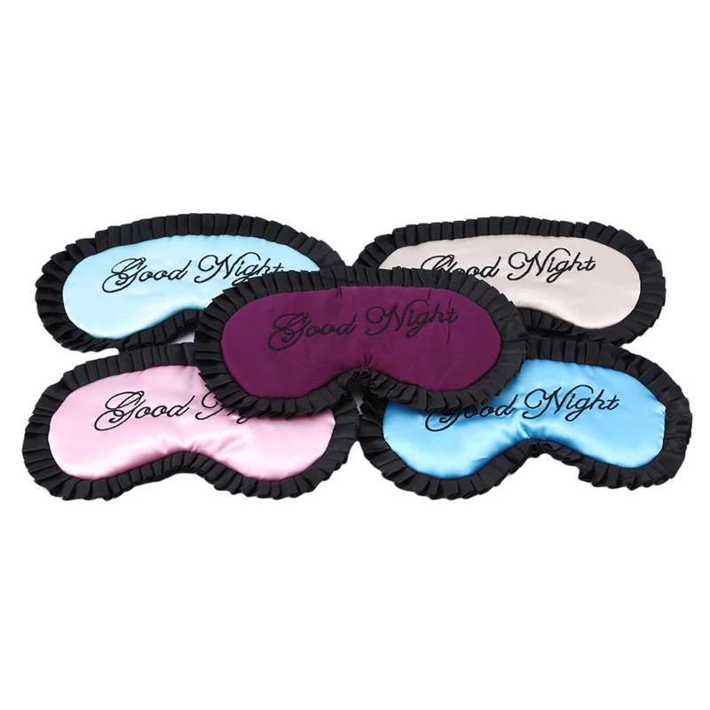 

Comfortable Imitation Silk Satin Word Sleep Mask Eye Cover Personalized Travel Pink/Purple/Green/Blue/Beige