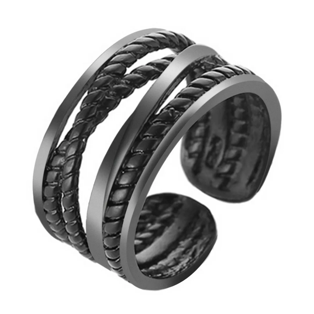 Punk Gothic Twist Rope Shape Resizeable Rings For Women Men Vintage Handmade Thumb Band Open Ring Adjustable Jewelry bague | Украшения и