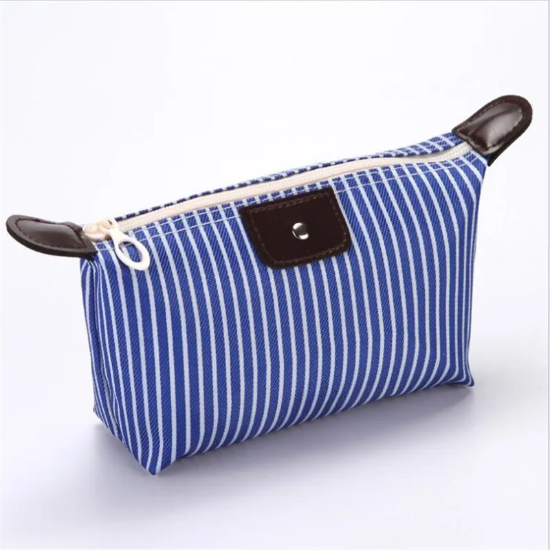 Waterproof Solid Striped Makeup Bag Soft Portable Korean Version Bags Small Fresh Cute Simple Wash Cosmetic | Багаж и сумки