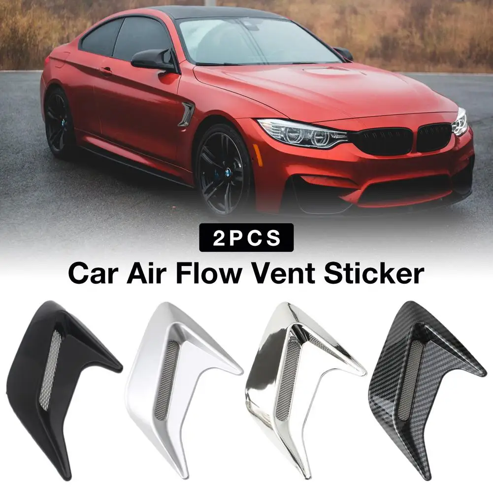 

2pcs Car Side Vent Air Flow Fender Intake Sticker Car Side Vent Decorative Fender Sticker Hood Shark Gill Air Flow Vent Fender