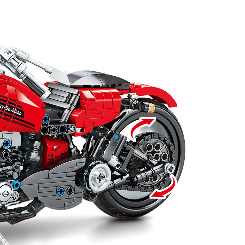 Creative MOC High-tech Davidson Fats Boy Motorcycle Building Blocks Kit Bricks Classic Model Kids Toys For Children Compatible | Игрушки и