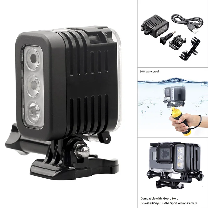 Светодиодный светильник для дайвинга DSLR с аккумулятором 30 м водонепроницаемый