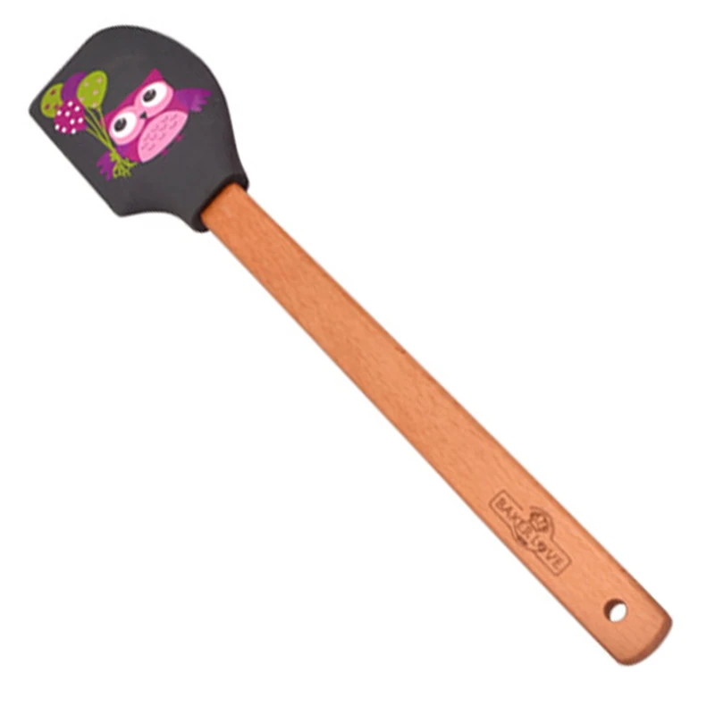 

justdolife Silicone Cake Spatula Wooden Handle Ergonomic Kitchen Spatula Icing Spatula Head Spatula Baking Tool Cake Tool