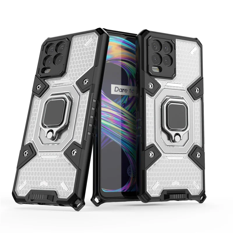 

Подходит для oppo realme8, кольцо для поддержки космической капсулы, чехол reno6pro honeycomb PC, прозрачный, с защитой от падения