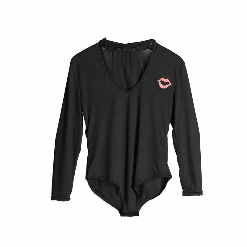 2019 Новый женский комбинезон с красными губами длинный рукав бандажный купальник