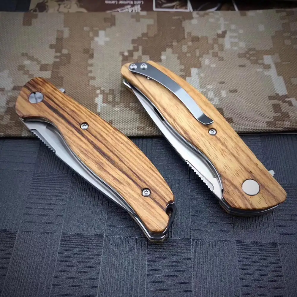 

New 1810S D2 Blade Wooden handle Bearing System Knife Folding Pocket Knife Outdoor camping Hunting Survival Knife Multi EDC Tool