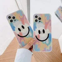 cartoon rainbow smiley phone case for iphone 12 mini 11 13 pro max x xr xs max 8 6s 7 plus se 2020 color candy transparent cover