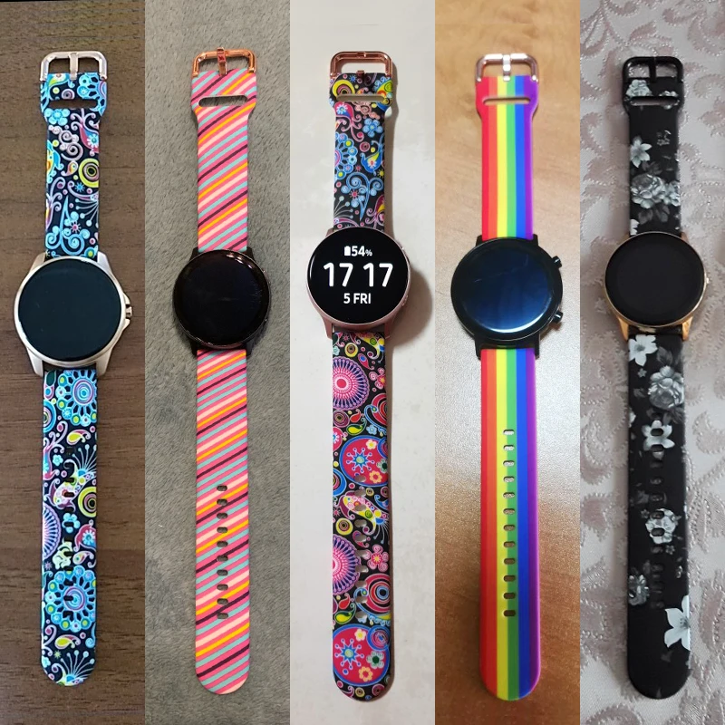 

Силиконовый ремешок с принтом для Huawei watch 2 Pro GT 2e GT2 42 мм 46 мм, сменный Браслет для Huawei honor Magic 2, 20 мм 22 мм