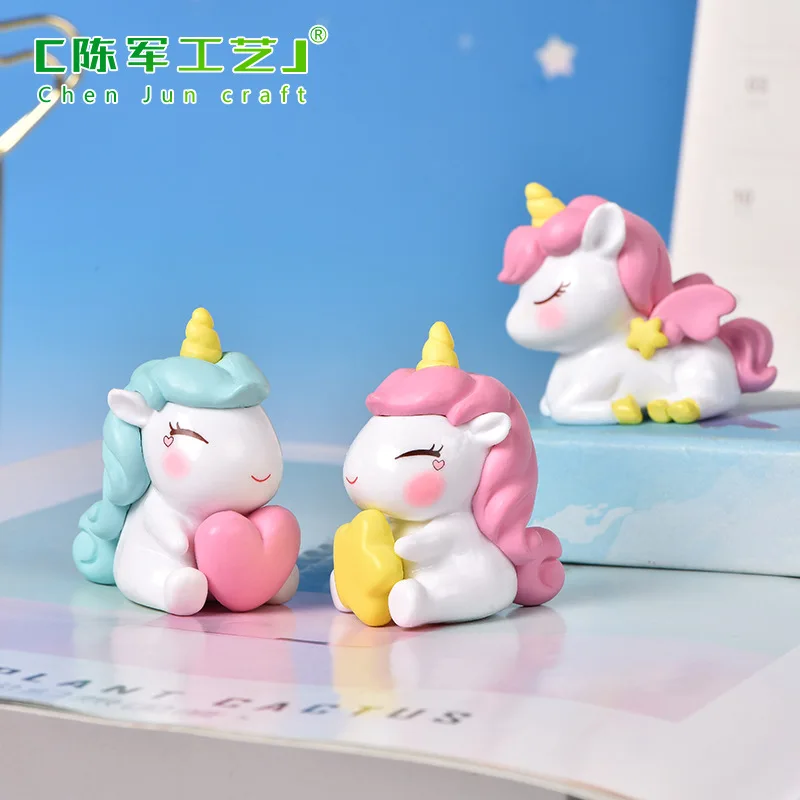 ZOCDOU 1 Piece Cute Star Unicorn Small Statue Little Figurine Crafts Figure Ornament Miniatures