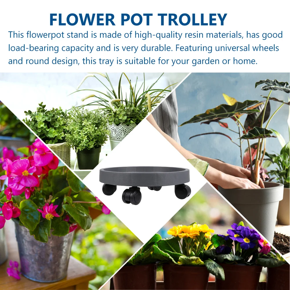 

Rolling Plant Holder Round Flower Pot Stand Potted Flower Mover with Casters