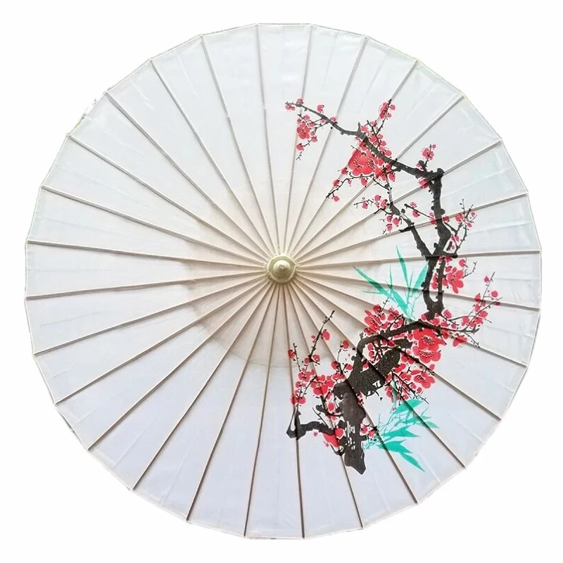 

1PC Vintage Japanese style Plum Flower Design Silk Umbrella Chinese Parasol for Weddings and Dance Props or As Home Decorations