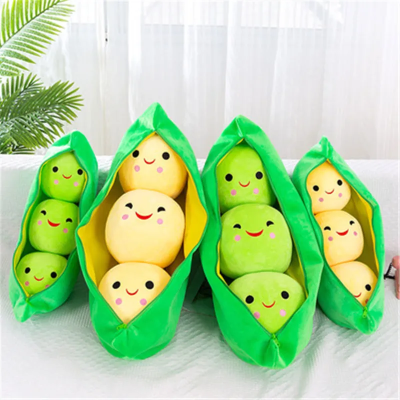 

Cute Pea Plush Toy Stuffed Doll Soft Sofa Pillow Novely Comfortable Sleeping Partner for Christmas PresentsHome Decoration