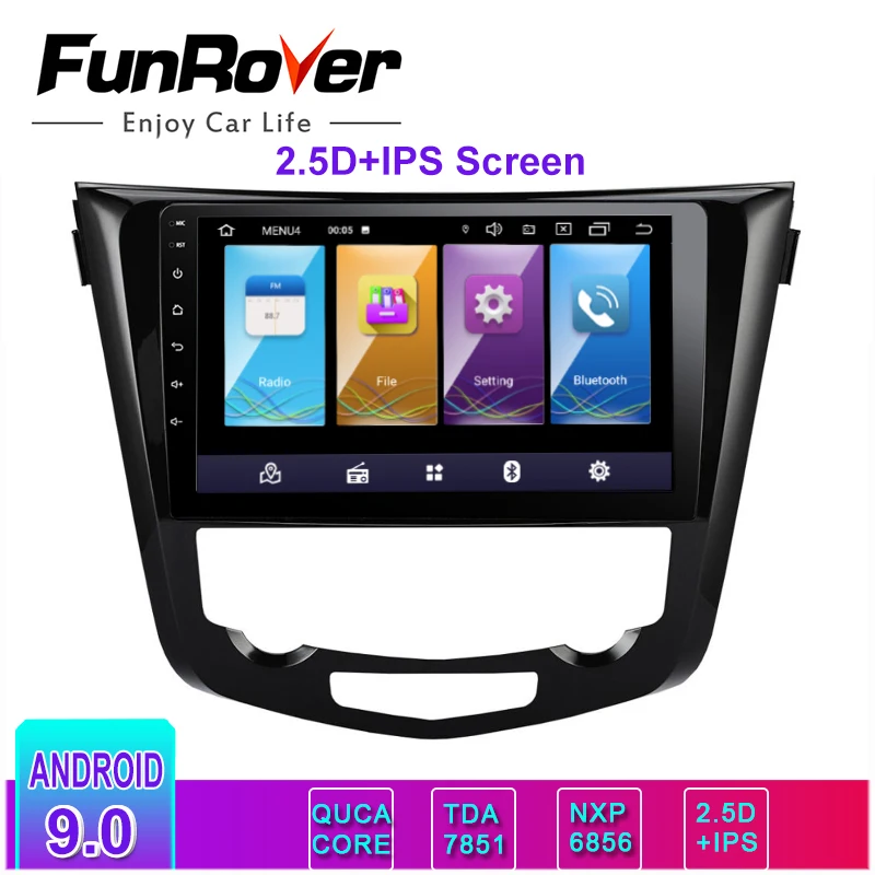 Funrover 2.5D + IPS 2 din android9.0 Автомобильный мультимедийный плеер dvd для Nissan X Trail Qashqai 2014 2017