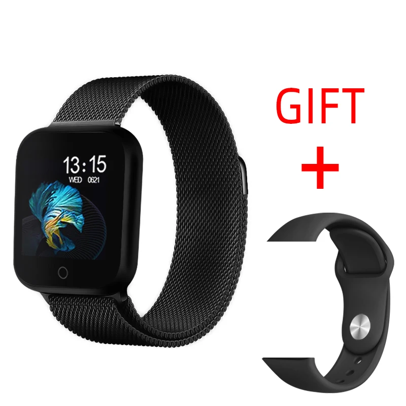 T80black add gift P70 P68 Смарт часы кровяное давление монитор сердечного ритма IP68 фитнес-браслет часы для женщин мужчин Smartwatch для IOS Android - Цвет: T80black add gift