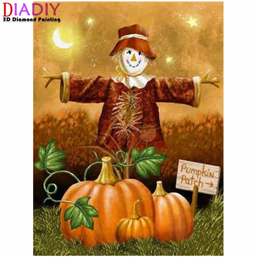 Full Square Diamond Painting Pumpkin 5D DIY Craft Kit Diamond Embroidery Cartoon Cross Stitch Halloween Decoration