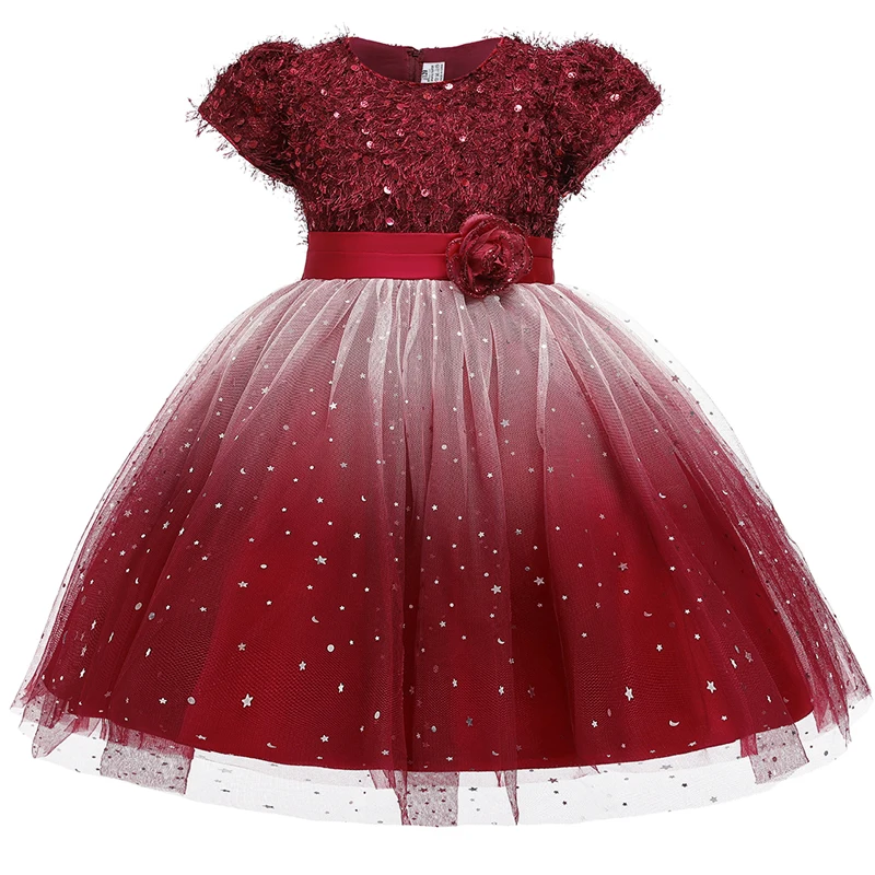 Dark red Коллекция года, новогодние костюмы, Детские платья для девочек, детская одежда платье для девочек платье принцессы вечерние и свадебные платья для детей возрастом от 3 до 10 лет - Цвет: Dark red