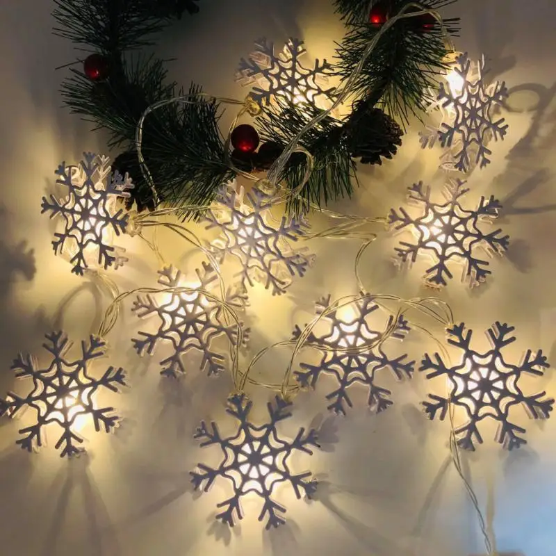 

Рождественская елка с Санта-Клаусом, 20 светодиодов, гирлянда, снежинки, Рождественское украшение для дома, сказосветильник светильник, ново...