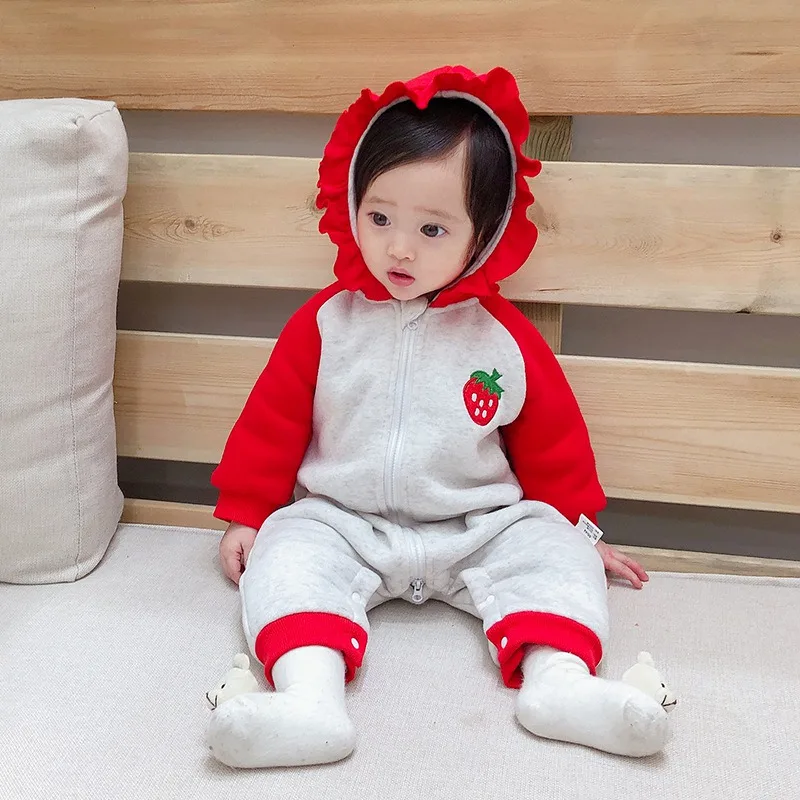 

Baby Winter Romper Long Sleeve Hooded Newborn 0-18m Newborn Boy Girls Clothes Autumn Winter Overalls Baby Outfits Infant Clothes