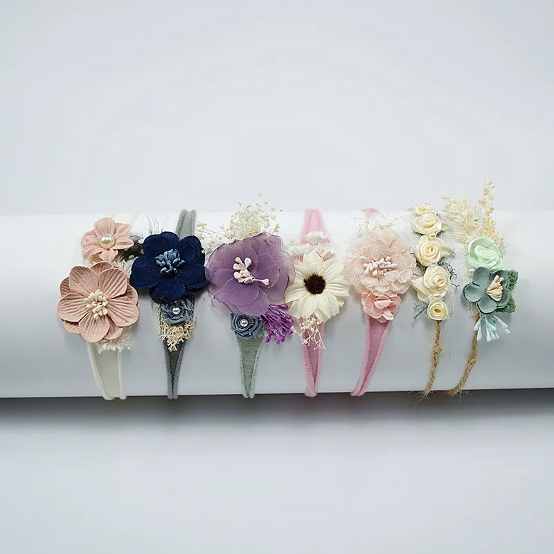 Diadema para ni&ntilde;a reci&eacute;n nacida, accesorios para el cabello, accesorios para el cabello de flores, de ni&ntilde;a, accesorios de fotograf&iacute;a infantil-0