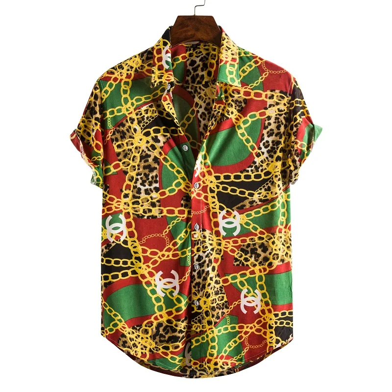 Men's shirts  New Hawaiian Shirts Men 2021 Single Button Shirts Wild Shirts Printed Short Sleeve Male Blouses