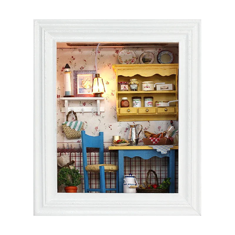 

LED Cute Photo Frame doll house furniture diy dollhouse wood diy doll house miniature dollhouse furniture children home Toy gift