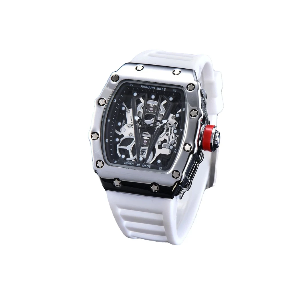 

Men's Watches Male Ghost Head Tonneau Business Sports Watch Silicone Strap Creative Unique Clock Luxury sports watches