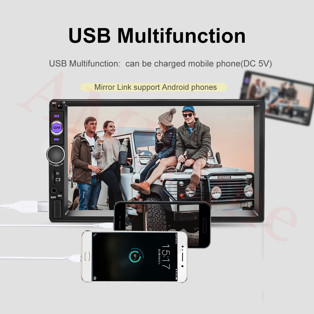 Автомагнитола AMPrime 7010B мультимедийный плеер 2 din с 7 &quotсенсорным экраном HD MP5 Bluetooth