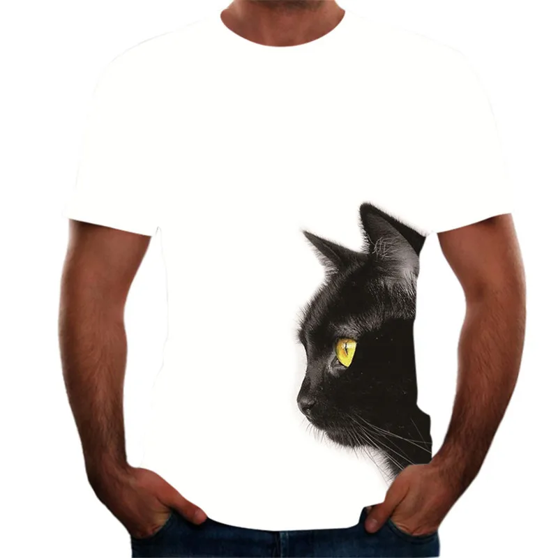 

3D printing T-shirt summer 2021 new fashion cool high-quality clothes for men and women white cat short-sleeved oversized top