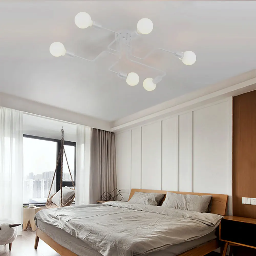 

Modern Nordic Multiple Rod Iron Ceiling Lights Chandelier Plafonniers Vintage Iron Led Ceiling Lamp Home Lighting Fixture Decor