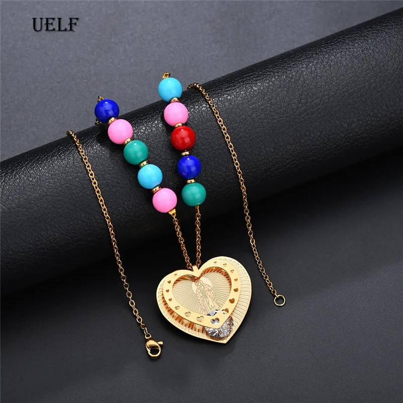 Женское Ожерелье небольшого размера UELF католические четки из розового стекла