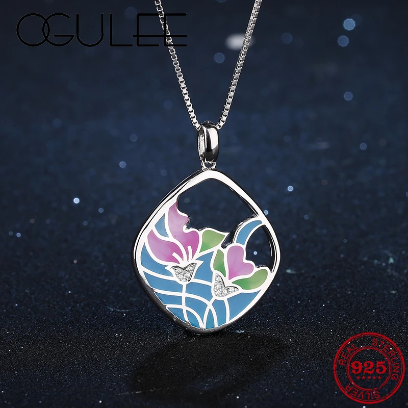 Pendants 2020 High quality Fashion Colorful Enamel Flower 925 Sterling Silver Charm For Women Necklace Party Jewelry Gift | Украшения и