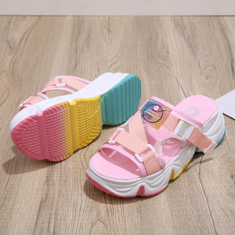 Легкие пляжные женские туфли радужная Студенческая обувь для девушек подиума