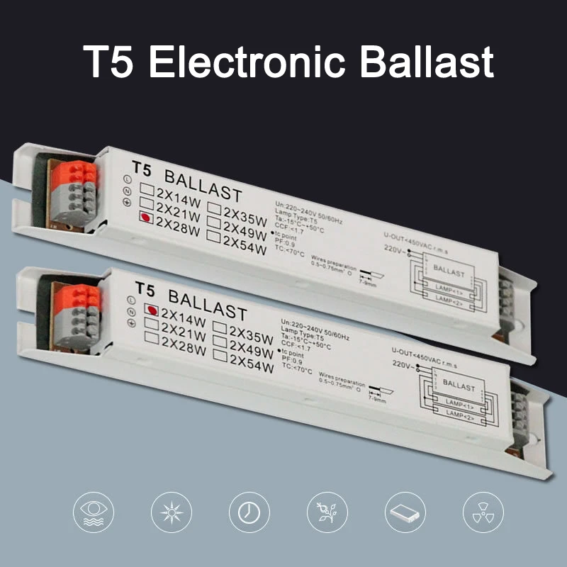 Флуоресцентный электронный балласт T5 с широким диапазоном напряжения 1 шт. 220-240 В