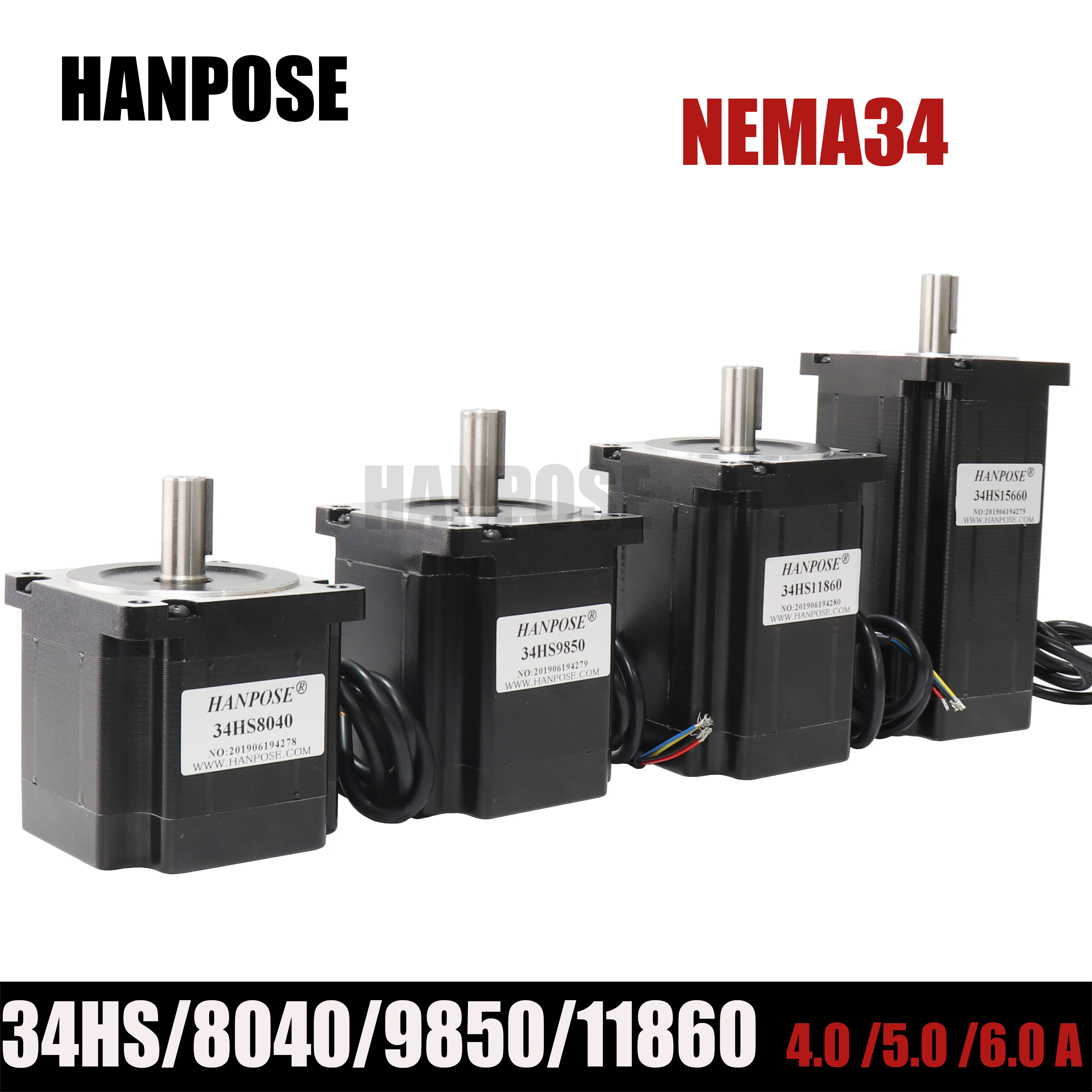 Nema 34 шагового двигателя 86BYGH8040/9850/11860 4,0/6,0/8,0 Н. М D14mm Nema34 шаговый двигатель для 3D фрезерный станок с ЧПУ