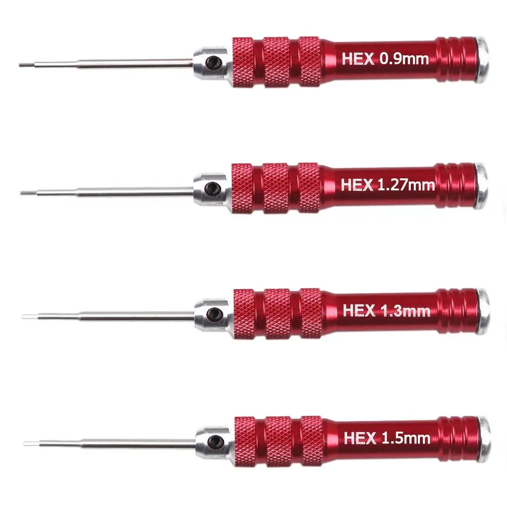 

HSS Red Handle Hex Screwdriver Tool Kit for RC Helicopter Car Drone Aircraft Model 0.9/1.27/1.3/1.5 mm Repair Tools