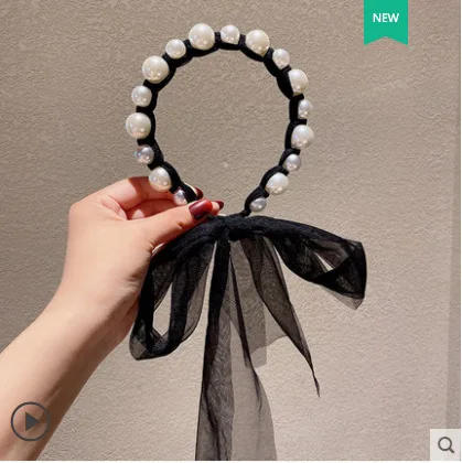 

1PCS Big Pearl Net yarn Fairy Head Bands Haircut Braid Girls Women's Hair Bands