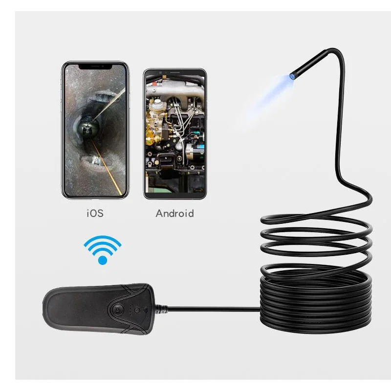 

8MM Wifi Endoscope Camera 1080P Lens USB Camera Semi-rigid Waterproof IP68 For iphone Android Wireless Car Inspection Borescope
