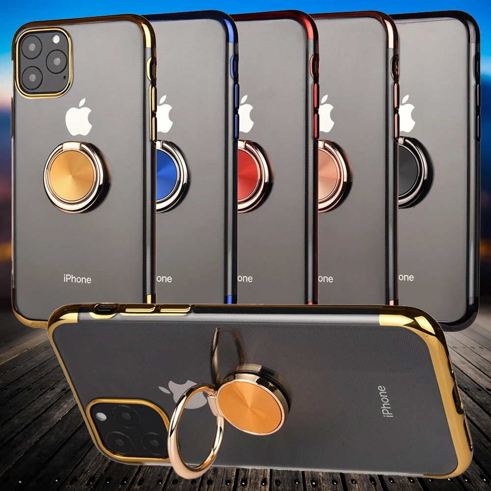Чехол для iphone 8 7 plus 6 s 11 Pro Max прозрачный чехол с магнитным кольцом XS XR X