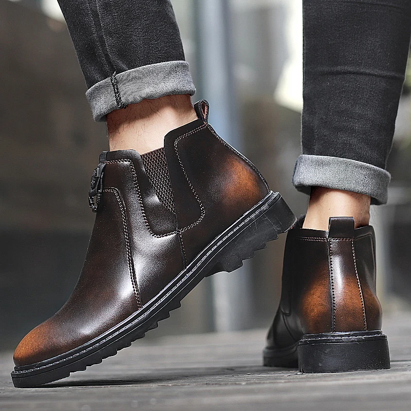 

hotblack wear Casual fashion sports Men's men's leather leisure footwear boots causal 2020 man shoe Sneaker sneaker