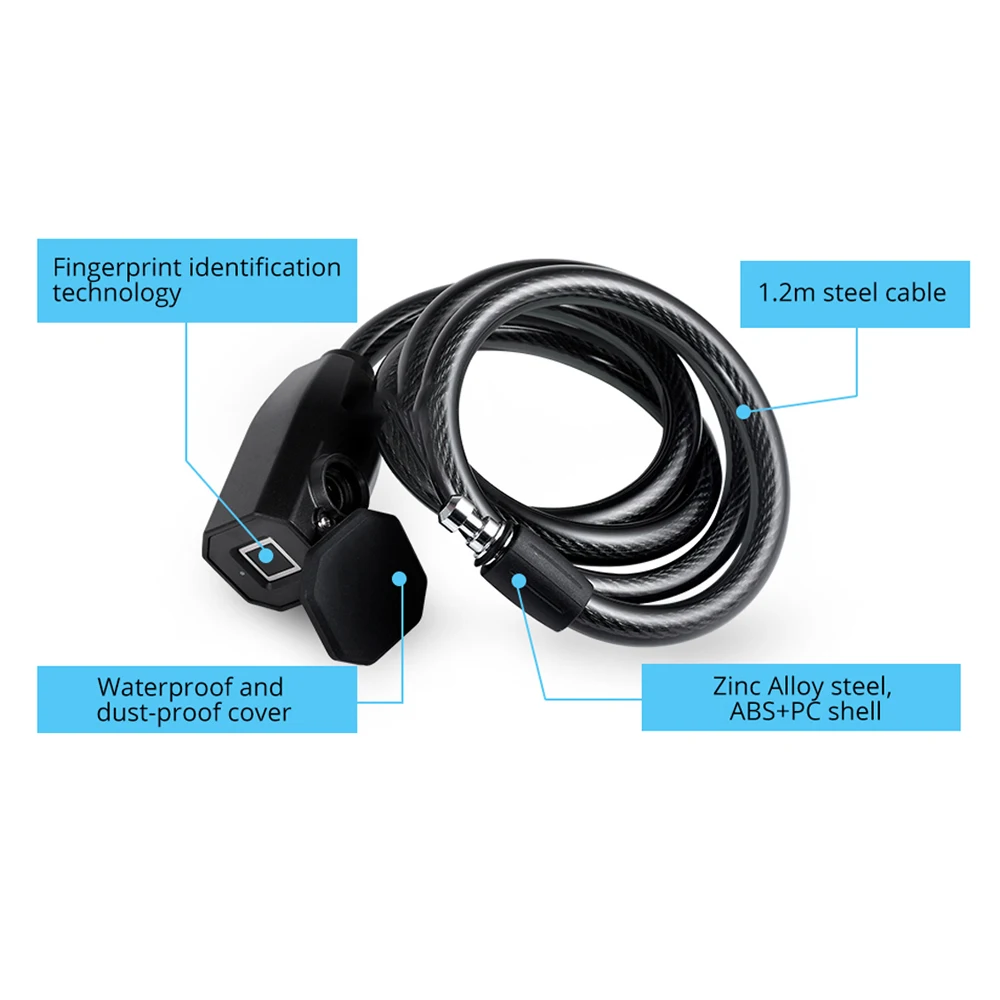 

Fingerprint Bicycle Lock Stainless Bicycle Lock Steel Anti Theft Smart Lock USB Waterproof MTB Door Bike Accessories