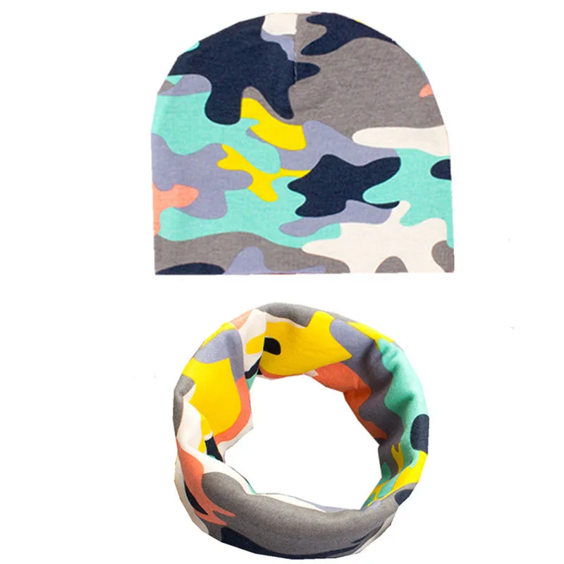 Детская шапка и шарф в комплекте красивая камуфляжная хлопковая детская с