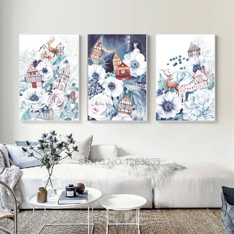 Розовые классические цветы скандинавский плакат настенная живопись на холсте