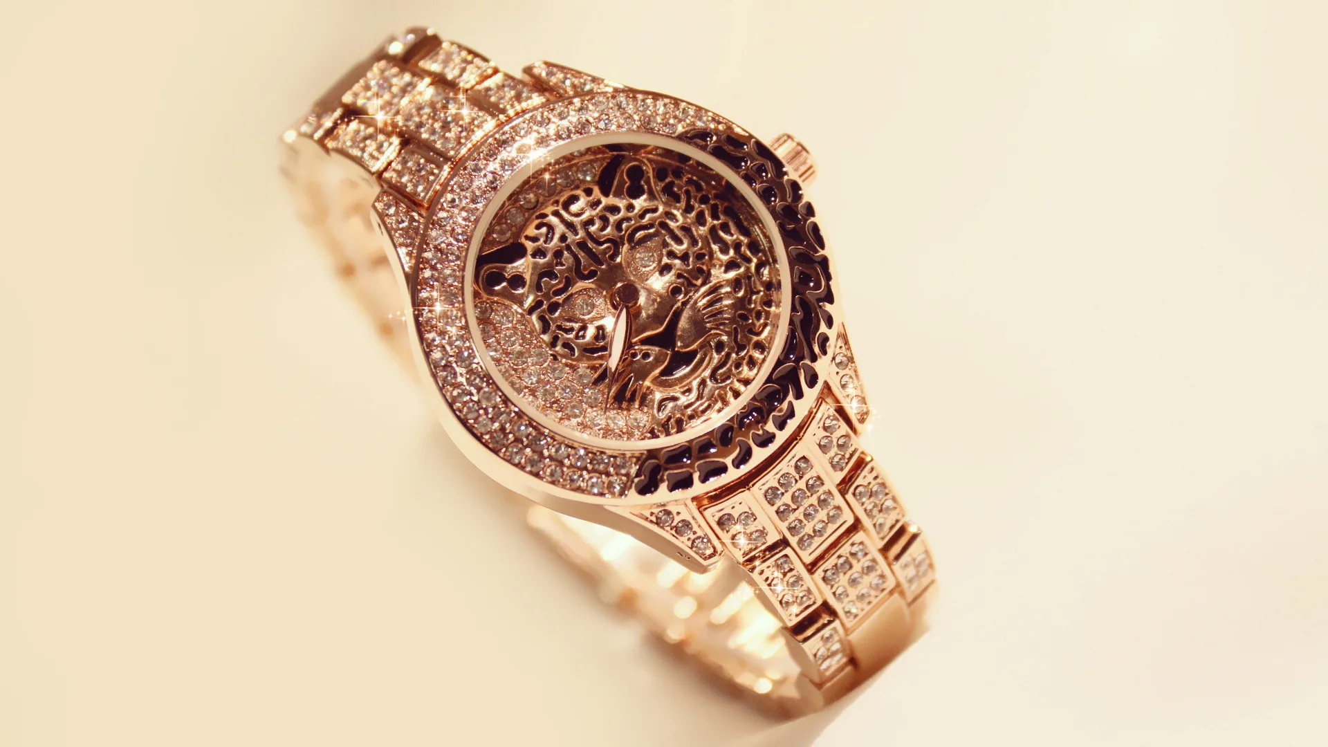 Для женщин часы дамы платье часы Montre Femme Сталь Леопардовый принт стразы браслет для наручных часов с тигром с украшением в виде кристаллов Часы relogio feminino