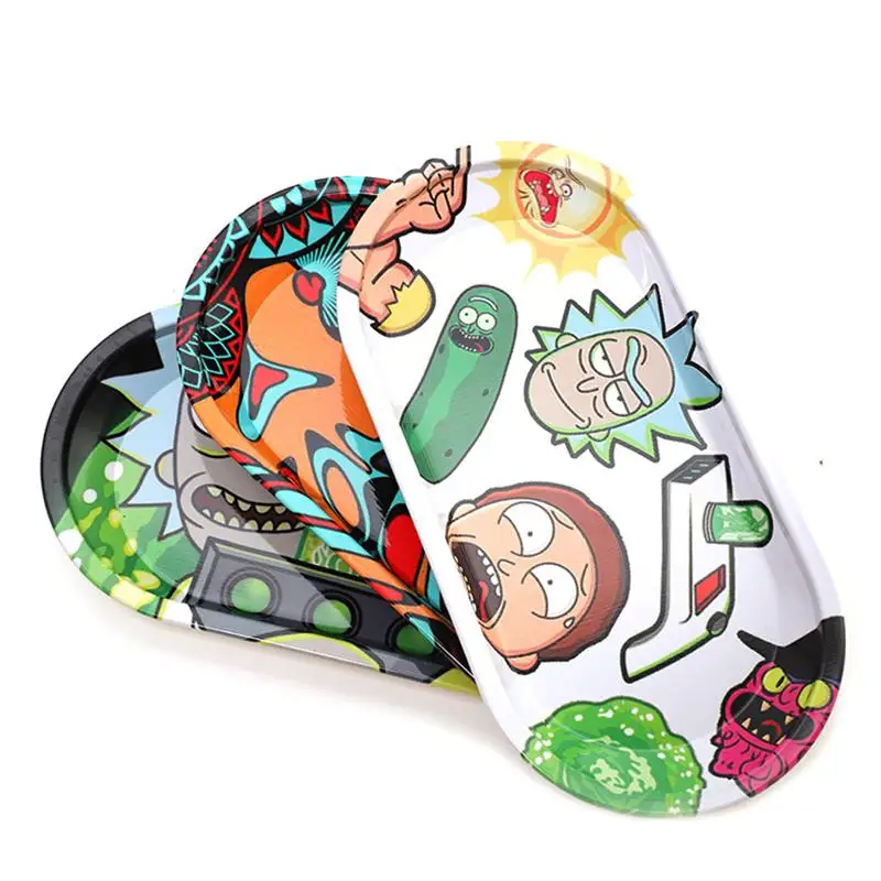 

Oval Weed Herbal Tray Hand-rolling Cigarette Operation Iron Plate Smoking Accessories Thicken Kitchen Home Storage Fruit Plate