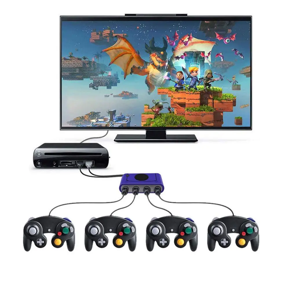 Фиолетовый адаптер контроллера Gamecube с usb-разъемом для переключателя ПК и WII U # CW |