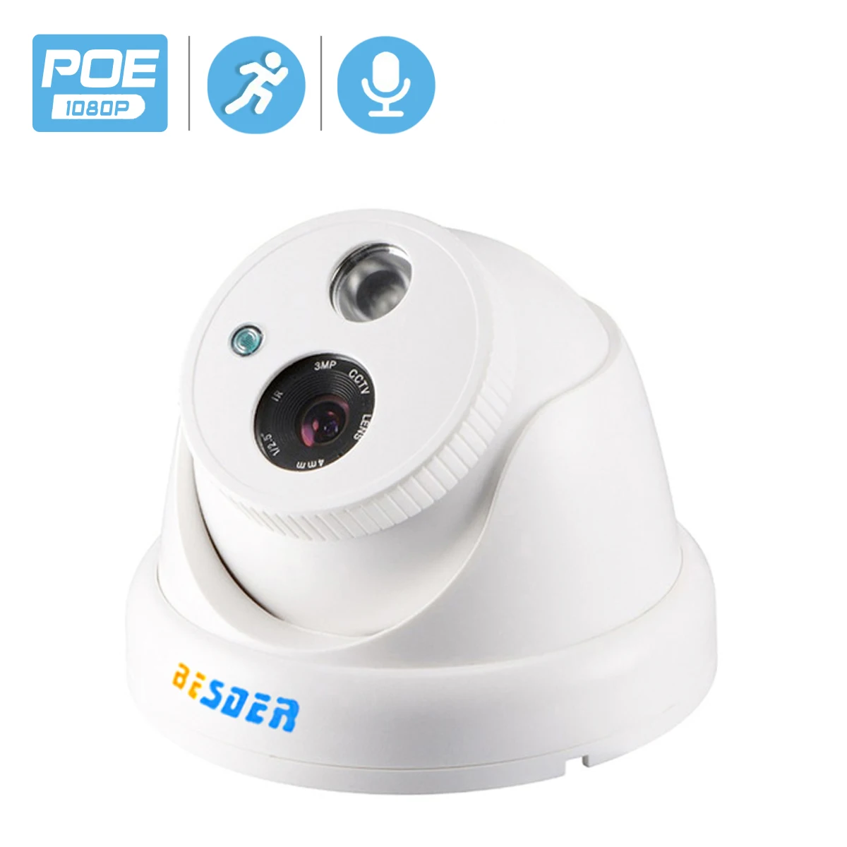 Внутренняя аудио ip камера BESDER 720P 960P 1080P ( SONY IMX291) купольная видеонаблюдения для